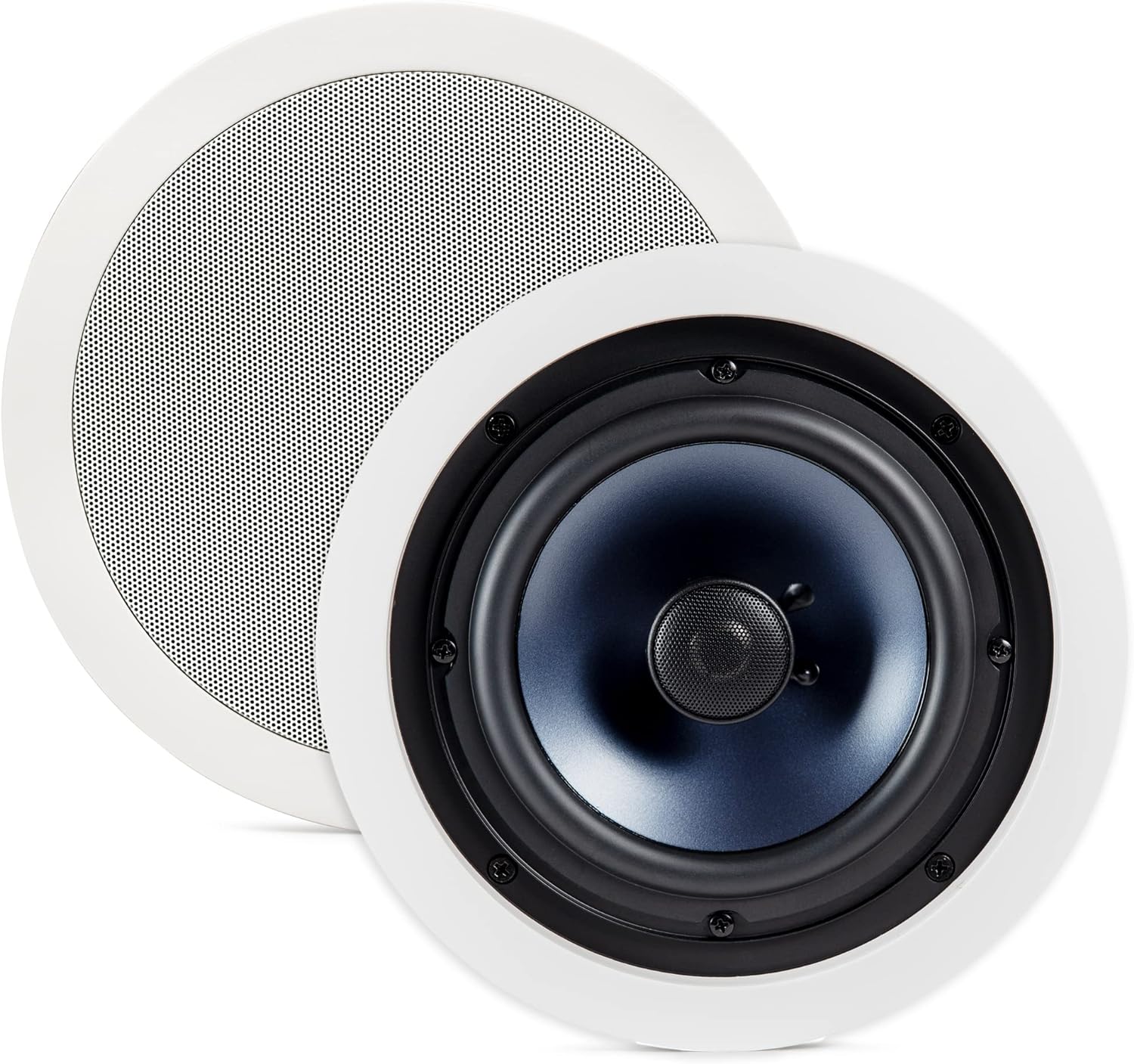 Polk Audio RC80i 2-Way Premium In Ceiling Speakers 8" Round (Set of 2) Perfect for Damp and Humid Indoor/Outdoor Placement - Bluetooth Ceiling Speakers