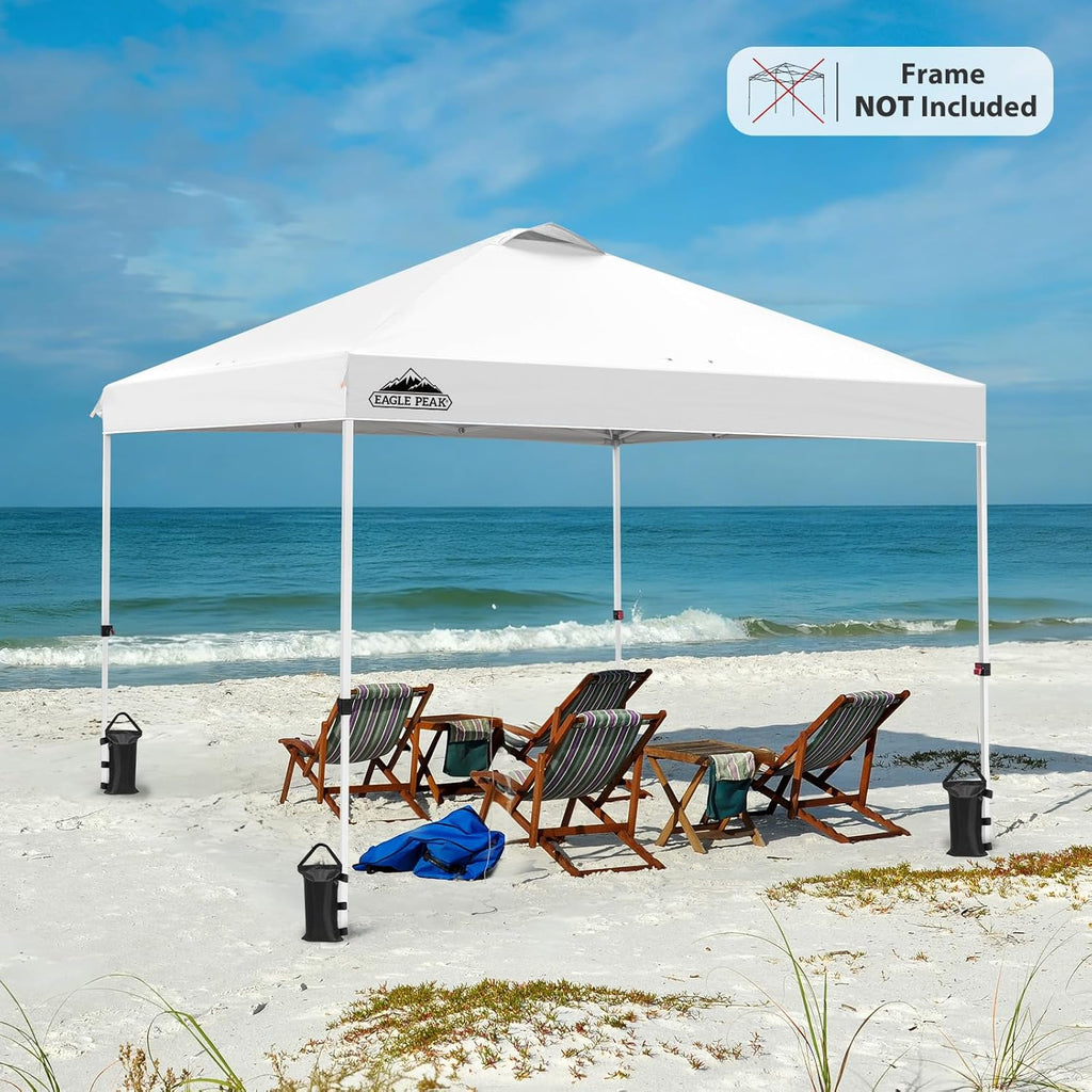 EAGLE PEAK Replacement Canopy Top for Eagle Peak 10x10 Straight Leg Pop Up Canopy Frame Only, Canopy Cover with Air Vent, UPF 50+, Frame NOT Included, White