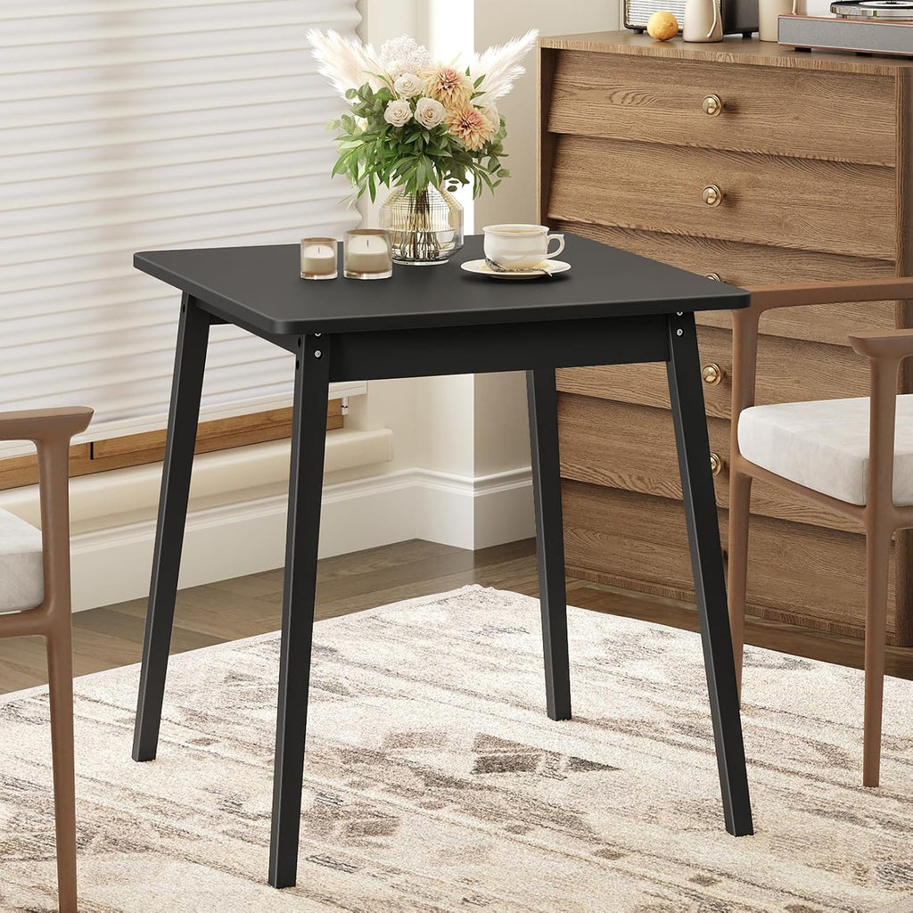 HOOBRO Bamboo Dining Table, Square Dining Table for 2, 27.6" Kitchen Table for Small Space, Writing Table, Easy to Assemble, for Dining Room, Living Room, Office, Kitchen, Apartment, Black BK70CZ01G1