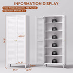 Metal Kitchen Pantry Cabinet with 2 Doors,Metal Pantry Cabinet with 5 Adjustable Shelves for Kitchen,Home,74.2" H × 31.5" W × 15.75" D,Required Assembly, White