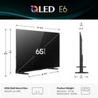 Hisense 65" E6 Cinema Series Hi-QLED 4K UHD Smart Fire TV (65E6QF  2025 Model) -AI Light Sensor  Dolby Vision · Atmos  Voice Remote with Alexa  Motion Rate 120  HDR 10+ Adaptive  Game Mode Plus