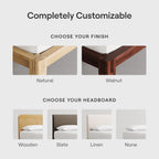Nectar Bamboo Platform Bed Frame - Full - Walnut - Floating Center Support Legs - 12” Height - Easy Tool Free Set Up - Contemporary and Durable - Sturdy Wooden Support Slats - Holds Up to 800 Pounds