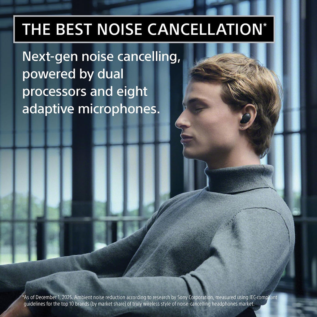 Sony WF-1000XM6 The Best Truly Wireless Noise Cancelling Earbuds (2026 Model), Bluetooth in-Ear Headphones, with Studio-Quality Sound, Up to 24 Hours of Battery Life, Black