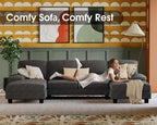 Furmax Sectional Couches for Living Room, U-Shaped Sofa Couch with Linen Fabric, 4 Seat Sofa Set with Double Chaise for Apartment (Corduroy, Dark Grey)