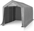 VINGLI Outdoor Portable Storage Shed, Heavy Duty Bike Tent with Roll-up Zipper Door, Waterproof and UV Resistent Carport for Motorcycle, Garden Tools and Firewood (Gray, 8x12x6.8 FT)