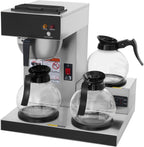SYBO 12-Cup Commercial Coffee Maker, Pour Over Drip Coffee Maker Brewer with 3 Lower Warmers and 3 Glass Decanters, Stainless Steel Cafetera