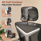 Ergonomic Office Chair with Footrest, Desk Chair Comfy with 3D Adjustable Lumbar Support & Arm & Headrest, 4 Gear 90°-135° Tilt, Wide Air Mesh Seat, Heavy Duty Class-4 Gas Lift, Computer Gaming Chair