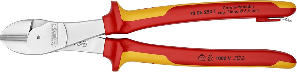 KNIPEX Tools 74 06 250 T High Leverage Diagonal Cutters-1000V Insulated-Tethered Attachment, 10"