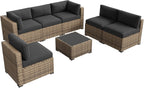 Aoxun Patio Furniture Sets  7-Piece Outdoor Patio Furniture with Thick Cushions  Wicker Outdoor Conversation Set Sectional Sofa for Backyard  Poolside  Garden