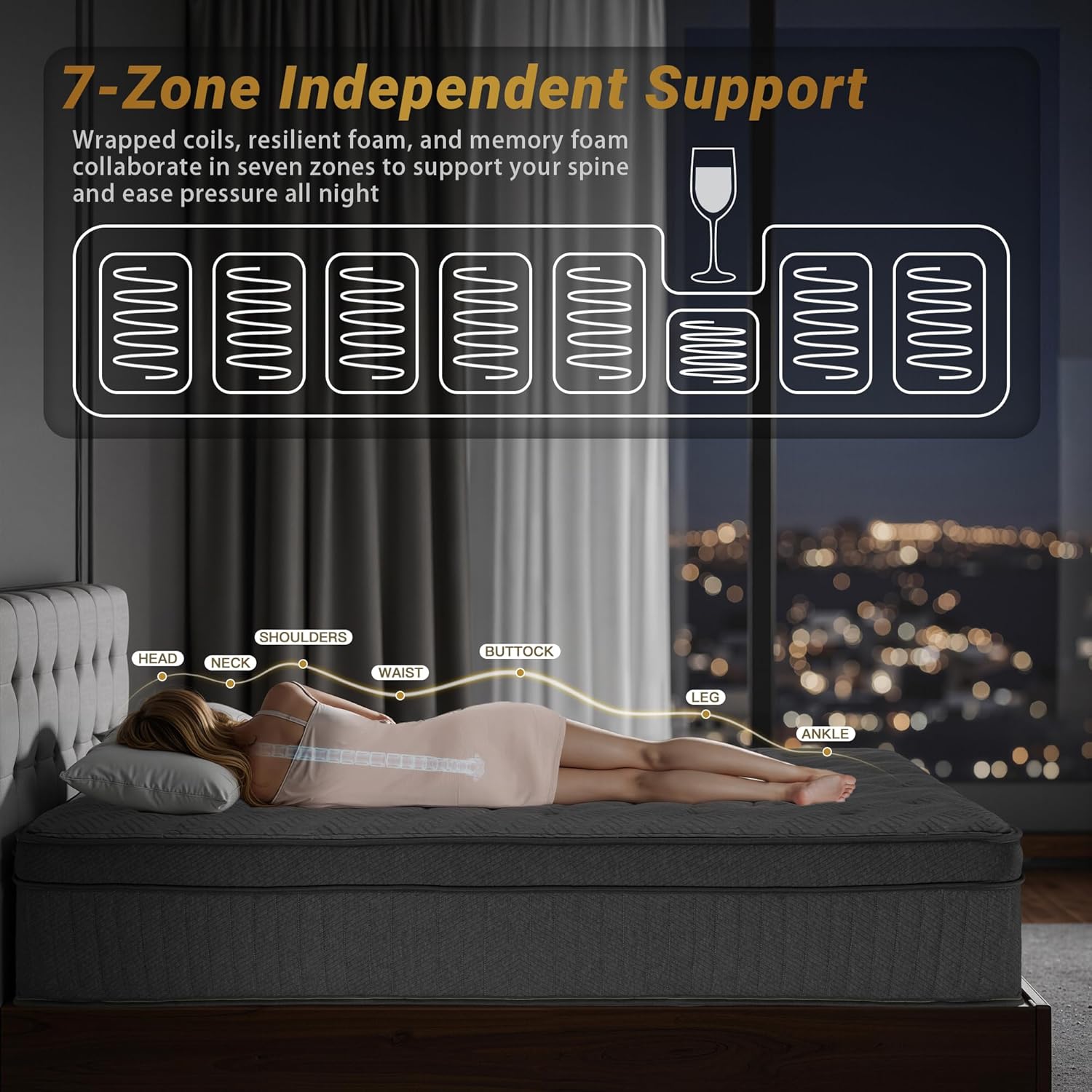 12″ Queen Hybrid Mattress – Balanced Support & Comfort, Cooling Breathable Foam + Pocket Coils, Motion Isolation, Reinforced Edges, CertiPUR-US, Fiberglass-Free, Mattress in a Box