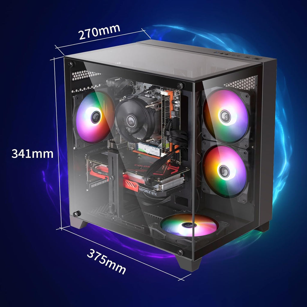Prebuilt Gaming PC Desktop Computer Intel Core i5 Desktop Operating at A Frequency of 3.2-3.6 GHz RX550 Graphics Card with 4GB GDDR5 Video Memory 16GB RAM  512GB NVME SSD WiFi5 RGB Fan x4 Windows 11