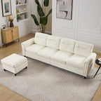 Westice 106" Modular Sectional Sofa with Movable Ottoman, Deep-Seat L-Shaped Couch, 4-Seater Modern Sofa for Living Room, Bedroom, or Apartment (Beige)