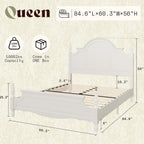 AMERLIFE Solid Wood Queen Bed Frame with 56" Arched Headboard, Traditional Poster Bed with Wooden Slats Support, No Box Spring Needed, Easy Assembly, White