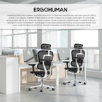 Ergohuman Eurotech ME7ERG GEN2 High Back Mesh Office Chair with Tilt Tension Control, Tilt Lock, Back Angle, Back Height, Synchro Tilt, Seat Height, Seat Depth, and Arm Height Adjustments, Black