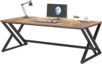 LVB Rustic Large Computer Desk, Extra Long Industrial Home Office Desk, Wood Pc Writing Work Study Computer Table Desk, Farmhouse Workstation Gaming Executive Desk for 2 Person, Rustic Oak, 78.7 Inch