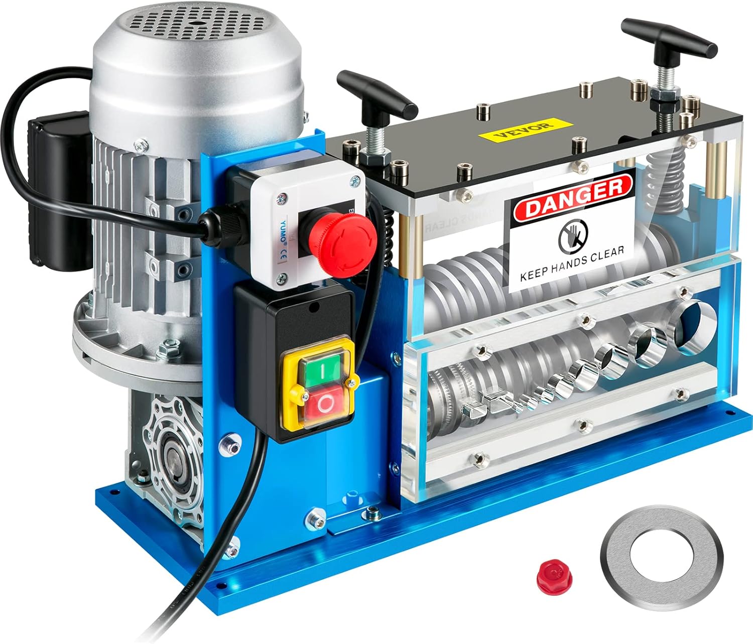 VEVOR Electric Wire Stripping Machine, 370W 0.06" - 1.5" Automatic Motorized Cable Stripper w/ 75 Feet/Minute Speed, 11 Channels 10 Blades Strip Machinery, Scrap Handling Tool for Recycling Copper