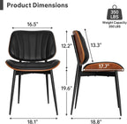 Dining Chairs Set of 4, Mid Century Modern Dining Room Chair, Upholstered Faux Leather Kitchen Chairs with Walnut Bentwood Back and Metal Legs for Kitchen Dining Room Living Room, Black