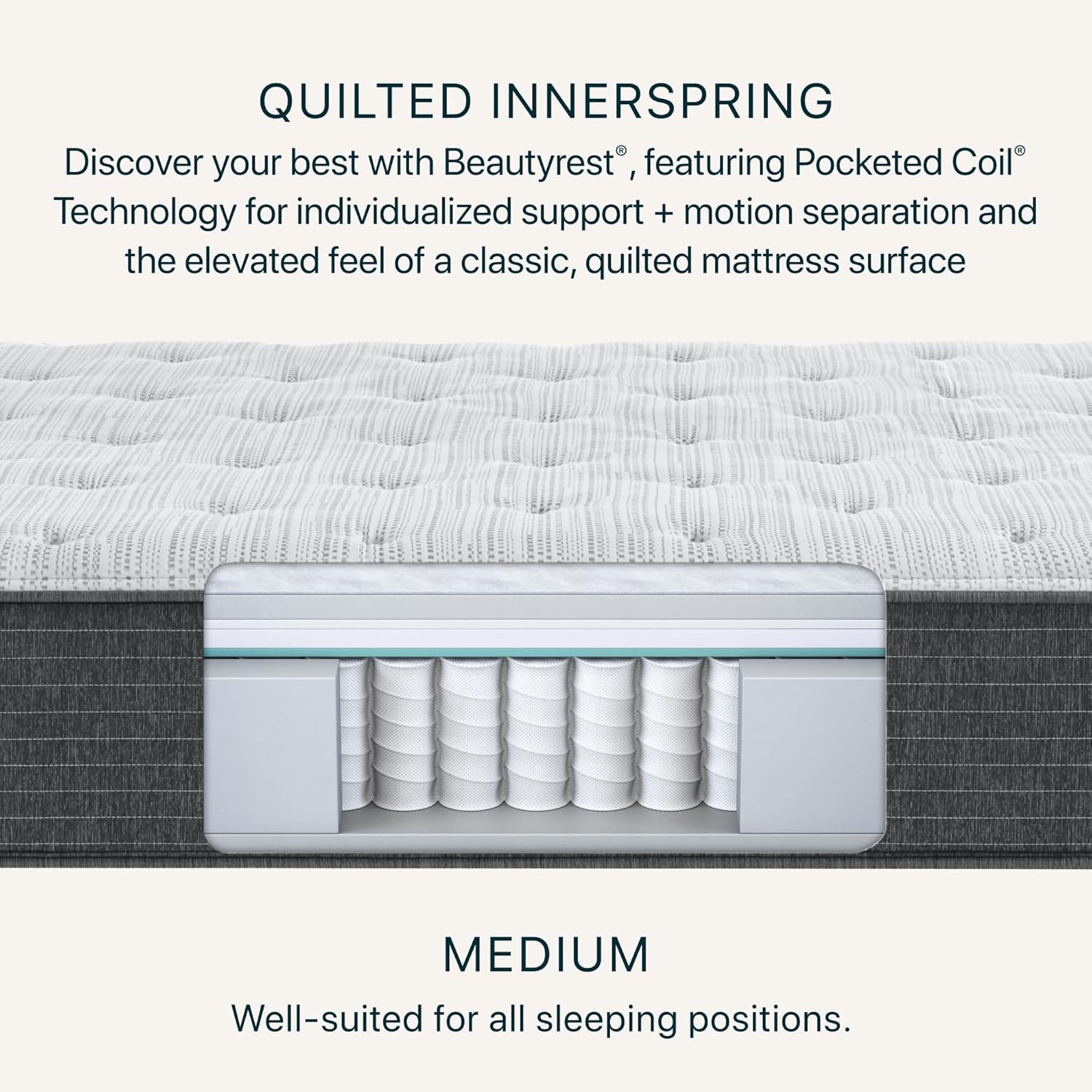 Beautyrest Silver BRS900 12.25” Medium Twin XL Mattress, Cooling Technology, Supportive, CertiPUR-US, 100-Night Sleep Trial, 10-Year Limited Warranty White