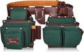 Nylon and Leather Tool Belt | Framing Tool Bags/Pouch | for Carpenter, Construction, Framers & Electrician (Green)