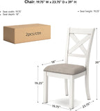 Signature Design by Ashley Robbinsdale Classic Upholstered Dining Chair with Cushion and Nailhead Trim, Set of 2, White & Light Gray