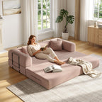 79in Convertible Sofa Bed, Corduroy Boneless Couch Bed, Futon Sleeper Sofa Pull Out Bed, Foldable Couch for Living Room Apartment, No Assembly Required