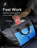 Electric Cooler Bag, 12V Thermoelectric Cooler Warmer Plug in for Vehicles, Portable Refrigerator for Car, RV, and Camping Use, 18L/20 Cans Capacity, Blue