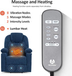 MCombo Power Lift Recliner Chair for Elderly, Lift Chair with Heat and Massage, USB&Type C Ports, Extended Footrest, Cup Holders, Fabric 7040 (Medium, Admiral)