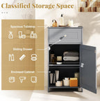 Giantex Floor Bathroom Storage Cabinet - Freestanding Cabinet with Drawer, Door, Adjustable Shelf, Anti-Tipping Device, Storage Organizer for Sofa Side, Bathroom, Living Room