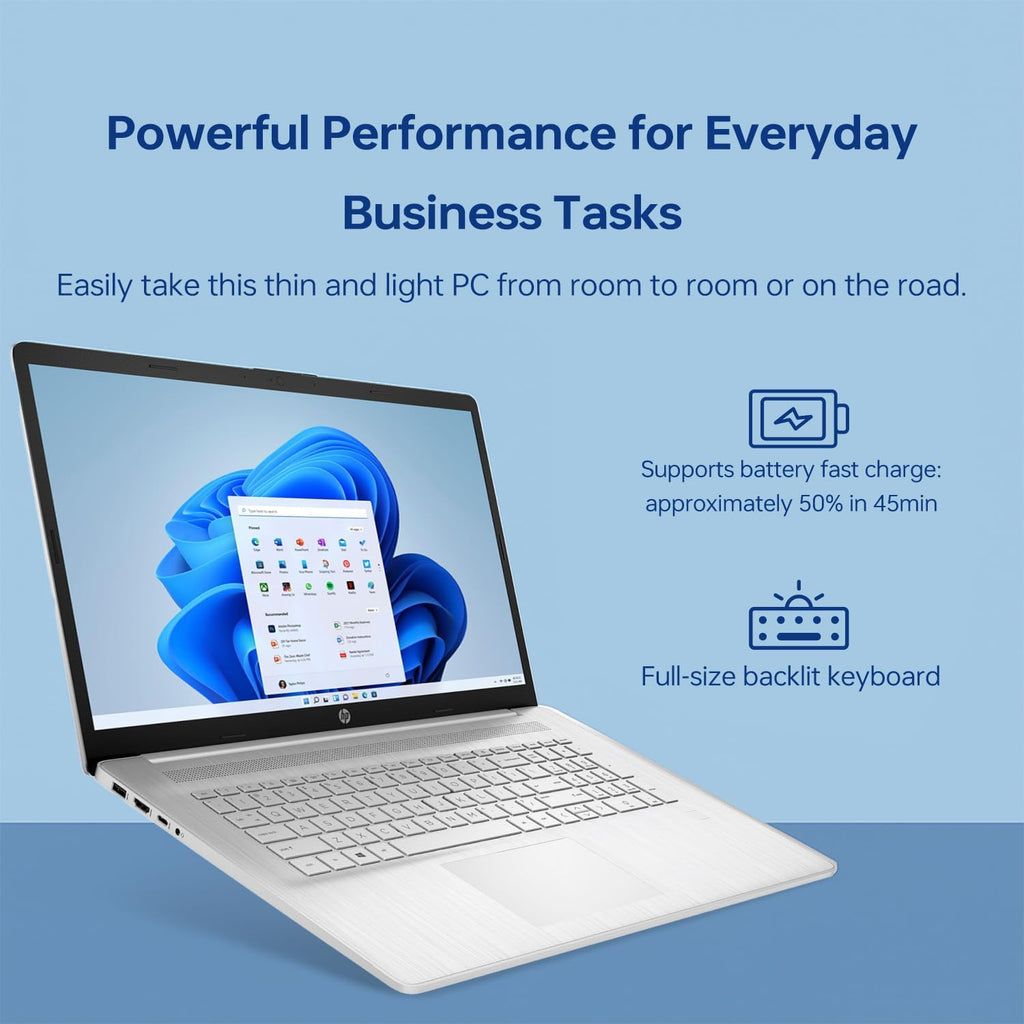 HP 17 Laptop  17.3" HD+ Touchscreen Display  12th Gen Intel Core i7-1255U  64GB RAM  2TB SSD  Webcam  HDMI  SuperSpeed USB Ports  Wi-Fi 6  Windows 11 Home  Silver