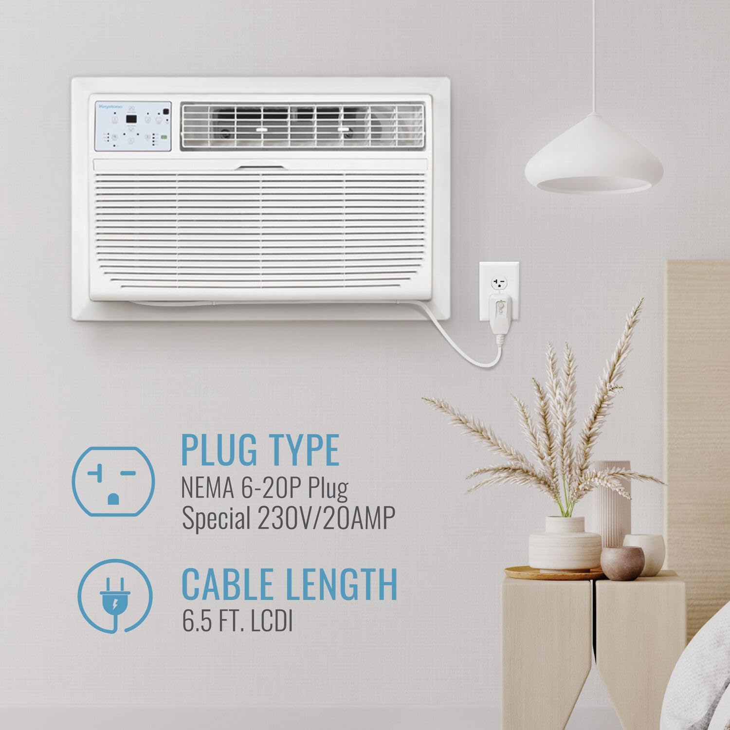Keystone 12,000 BTU Wall Mounted Air Conditioner with Supplemental Heat and Dehumidifier Function, 230V, Wall AC with Remote for Small and Medium Sized Rooms up to 550 Sq.Ft., Quiet, High Efficiency
