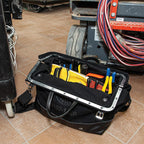 Klein Tools 510216SPBLK Tool Bag, Large 16-Inch Deluxe Canvas Tool Bag and Organizer with 13 Pockets and Shoulder Strap, Black