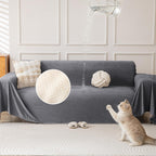 Waterproof Couch Covers for 4 Cushion, Non Slip Cat-Scratch Resistant Sofa Couch Covers for Dogs, L Shape Sectional Protectors Slipcovers, Large Furniture Covers for Pets, 91" x 150", Grey