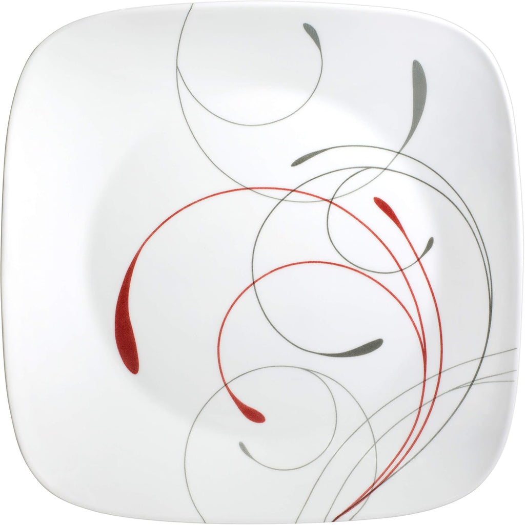 Corelle Vitrelle 18-Piece Service for 6 Dinnerware Set Triple Layer Glass and Chip Resistant, Lightweight Square Plates and Bowls Set, Splendor