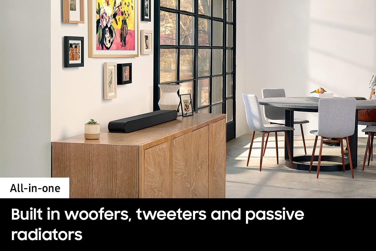 SAMSUNG HW-S50B/ZA 3.0ch All-in-One Soundbar w/Dolby 5.1  DTS Virtual:X  Q Symphony  Built in Center Speaker  Adaptive Sound Lite  Bluetooth Multi Connection  2022 Black