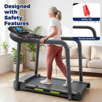 Treadmill for Senior at Home, Walking Jogging Running Pad Treadmill for Elderly, with Long Handrails, Heart Rate Monitor, Wide Running Belt, 2.5 HP, 300 LBS Capacity, PAD Stand & Cup Holder