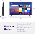 Roku Smart TV – 50-Inch Select Series  4K HDR TV – RokuTV with Enhanced Voice Remote – Flat Screen LED Television with Wi-Fi for Streaming Live Local News  Sports  Family Entertainment