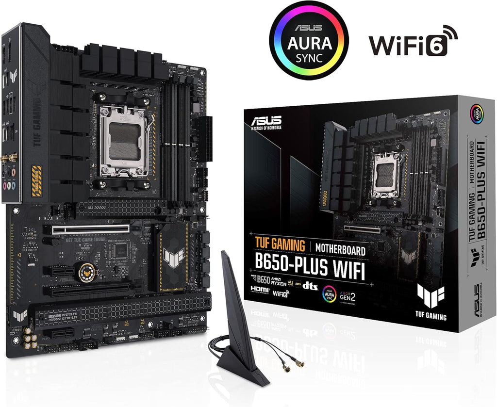 ASUS TUF Gaming B650-PLUS WiFi AMD B650 AM5 Ryzen™ Desktop 9000 8000 and 7000 ATX Motherboard, 14 Power Stages, PCIe® 5.0 M.2, DDR5 Memory, WiFi 6 and 2.5 Gb Ethernet, USB4® Support Aura Sync