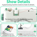 Mini Sewing Machine for Beginners, 16 Built-in Stitches, 2-Needle Adjustable Speed, Portable Electric Household Sewing Machine with Complete Accessory Kit, Ideal for DIY Sewing Projects