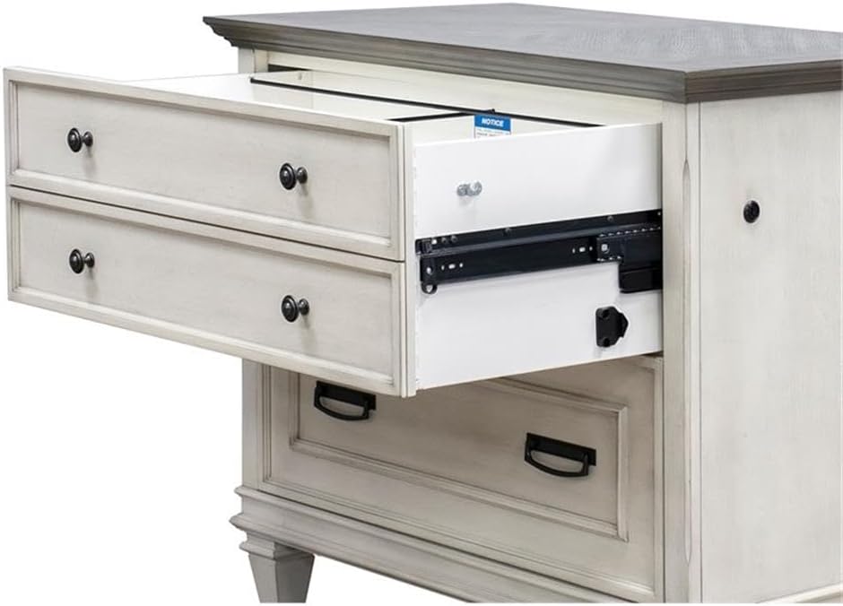 Ashford & Sons Wood Lateral File Cabinet, 31" H x 36" W x 21" D, White Finish, Locking Legal/Letter File Drawers, Ball Bearing Glides, Durable Fully Assembled Office Storage Solution
