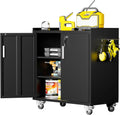 LCAOPC Metal Storage Cabinet with Wheels - Lockable, Rolling Tool Cabinet for Home, Office, Garage & Workshop - Black