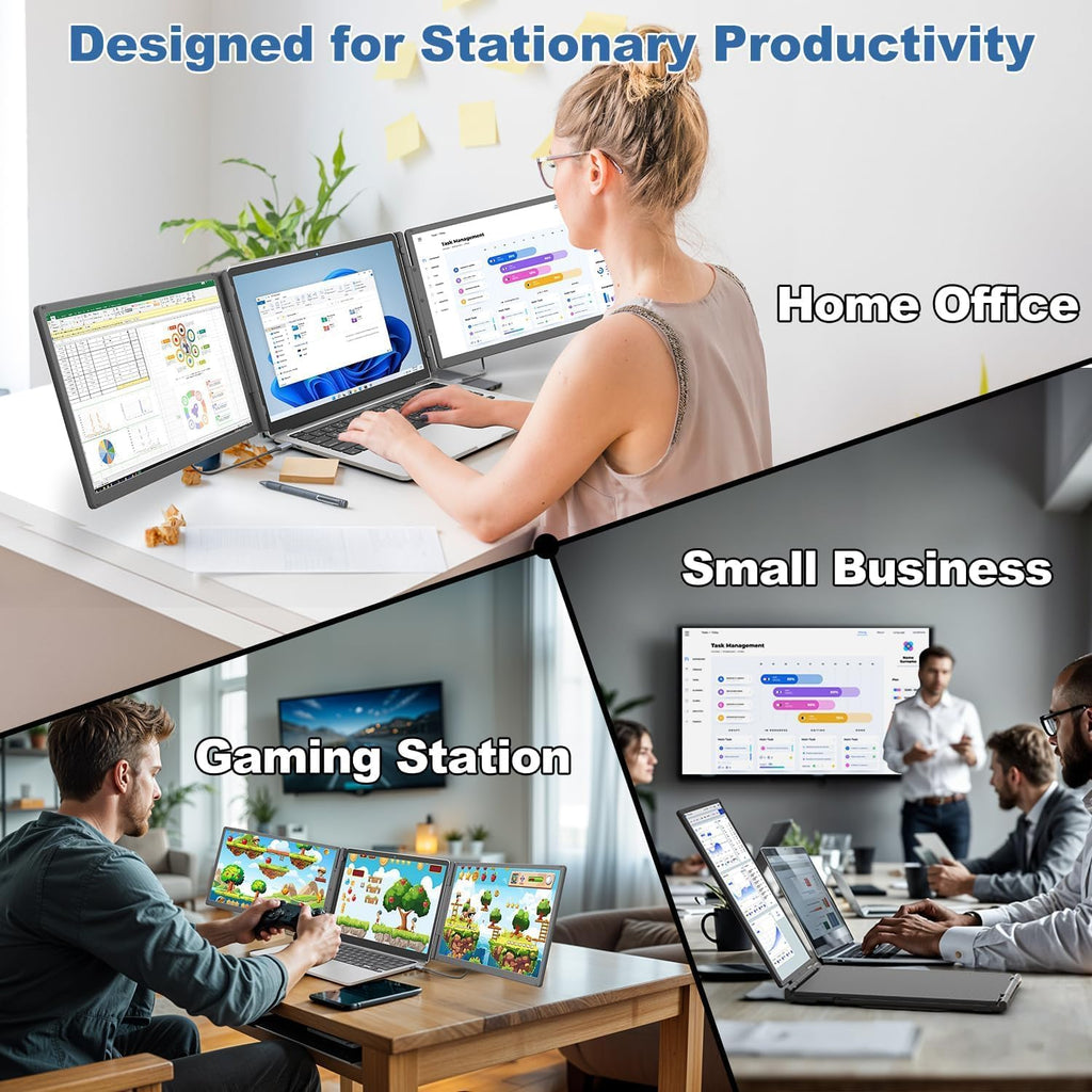 Teamgee 15.6" Laptop Screen Extender with Power Bank  FHD 1080P Triple Monitor  Driver-Free Plug & Play for 13-17" Laptops (HDMI/USB)  Home Office/Small Business  Windows/Mac/Android