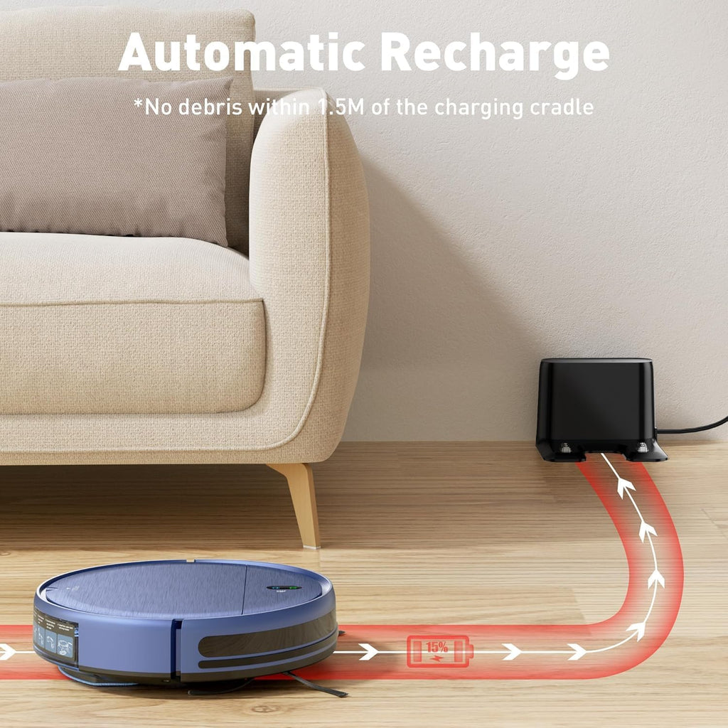 ZCWA Robot Vacuum,Robot Vacuum and Mop Combo with Schedule,APP/Remote/Voice,Strong Suction,Slim Self-Charging 2 in 1 Floor Cleaner for Pet Hair,Carpets,Hard Surfaces