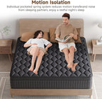Queen Mattress, 14 Inch Queen Medium Firm Hybrid Mattress in a Box, Individual Pocket Spring for Pressure Relief & Motion Isolation, Reinforced Edge Support, CertiPUR-US Certified