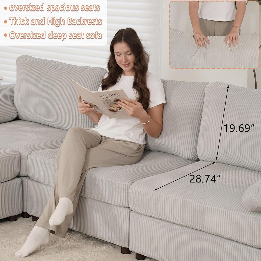 EASE MOOSE Modular Sectional Sofa,Oversized U Shape Sectional Couch with Ottoman,Wide Deep Modular Cloud Couch,Removable Cover