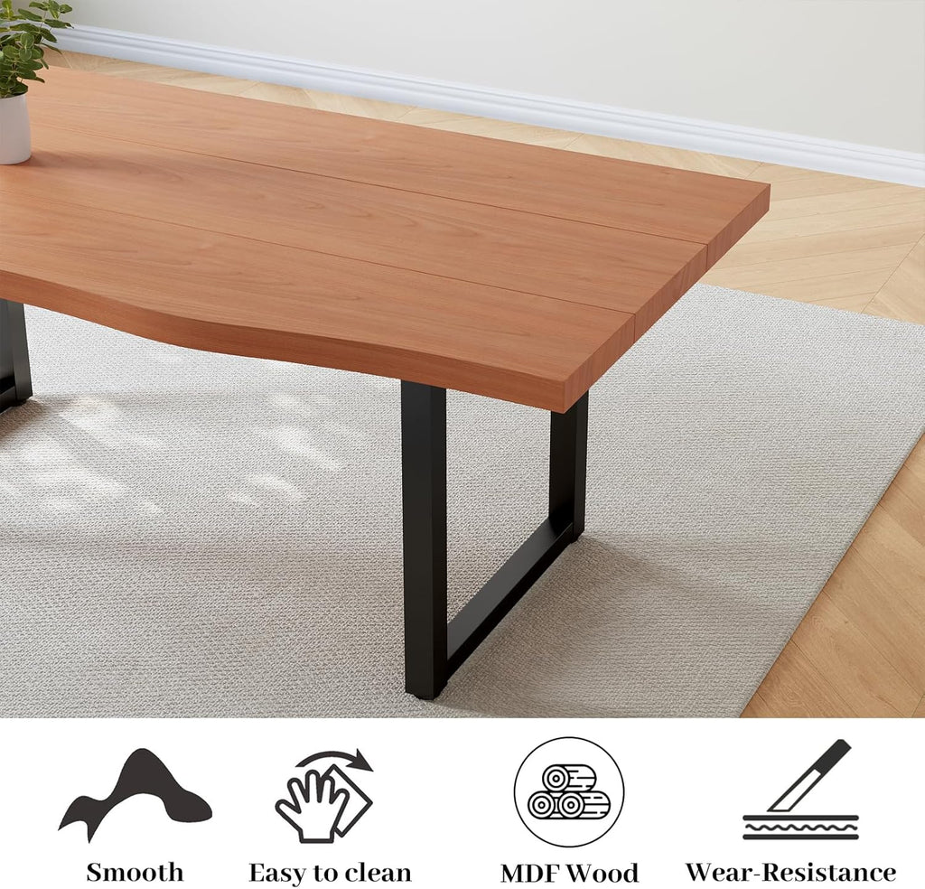 63" Dining Table with 2 Bench, Modern Kitchen Table Set for 4 to 6 Persons, Thickened MDF Wooden Table for Dining Room, Kitchen,Living Room