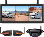 AUTO-VOX Wireless RV Backup Camera: Rear&Side View with 7.2” HD 1080P Triple-Split Screen Monitor  Dual Power USB/Car Charger  DVR Recording  Stable Signal Rear View Camera for Camper  Travel Trailer