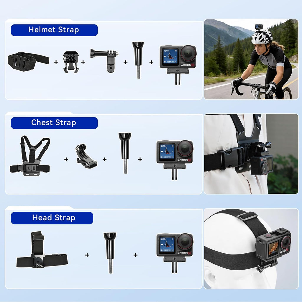 DJI Osmo Action 5 Pro Standard Combo with 58 Piece Accessory Kit+ 64GB Card - Waterproof Action Camera with 1/1.3" Sensor  4K/120fps Video  Action Camera 4K Ideal for Sports (Total 1 Battery)