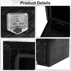 confote 24"x 24"x 24" Heavy Duty Aluminum Stripes Plated Tool Box Underbody Truck Box Pick Up Truck Bed RV Trailer Toolbox Waterproof Square Storage Organizer with Lock and Keys-Black