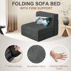 Nigoone Folding Sofa Bed Single Size with Pillow Memory Foam Convertible Sleeper Chair Floor Couch Futon Lazy for Living Room Home Office Guest Beds Apartment Upstairs Loft, Dark Gray