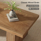 Tribesigns Farmhouse Coffee Table, 47.24 Inch Rectangle Center Table with Large Tabletop & Thick Base, Rustic Wooden Furniture for Living Room, Apartment, Reception Areas, Brown